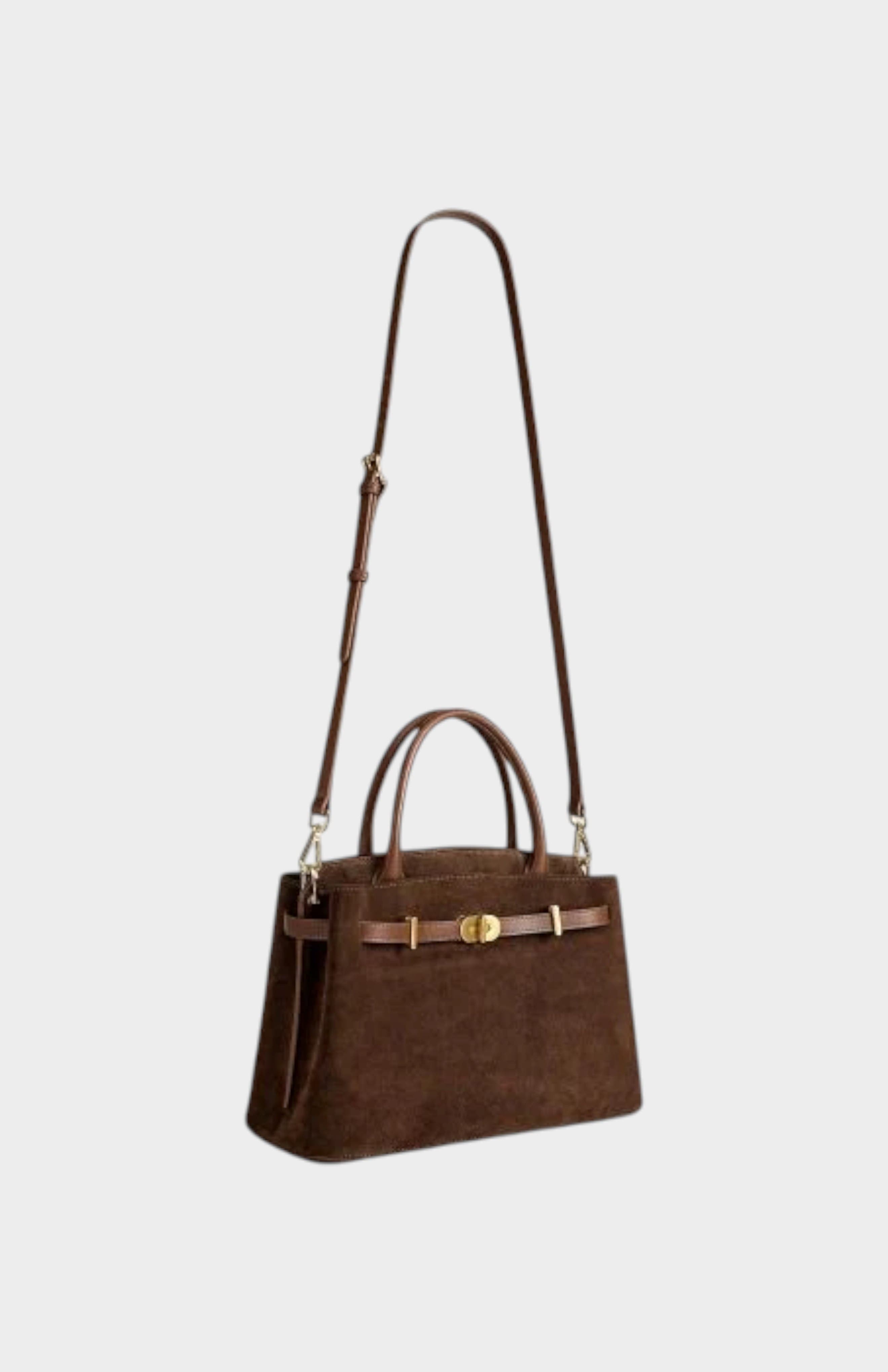 Kensington Genuine Suede Leather Top Handle Bag, Alternate, color, Brown