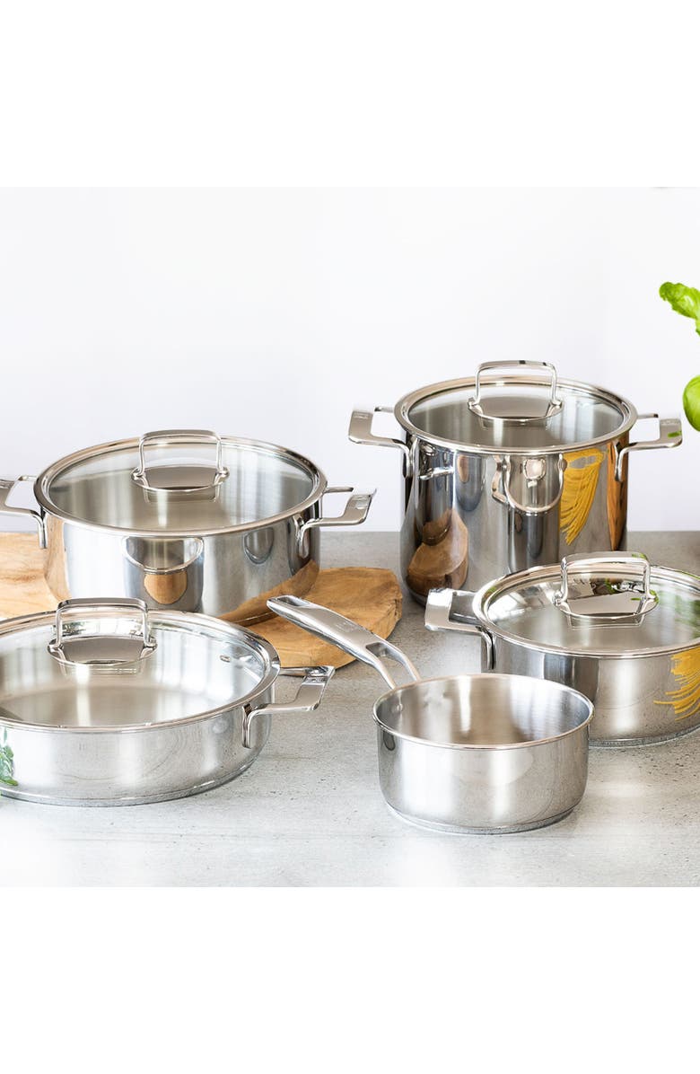 BRA Cookware Signature Stainless Steel Stock Pot w/Glass Lid, 9.5-Inch, 4-Quart, Alternate, color, Silver