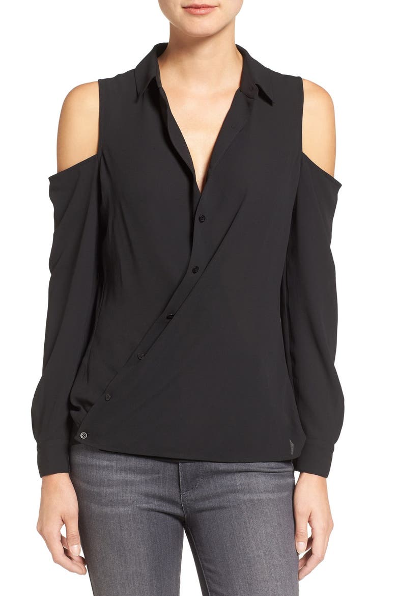 Convertible Cold Shoulder Top, Alternate, color, BLACK