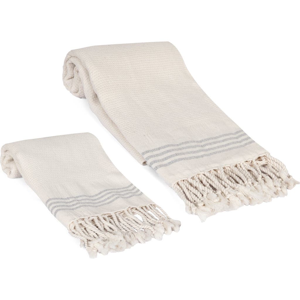 Olive And Linen Olive & Linen Whisper Weight Natural Turkish Towel Set In Beige