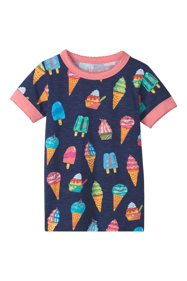 Kids' Ice Cream Treats Fitted Two-Piece Short Pajamas, Alternate, color, PATRIOT BLUE
