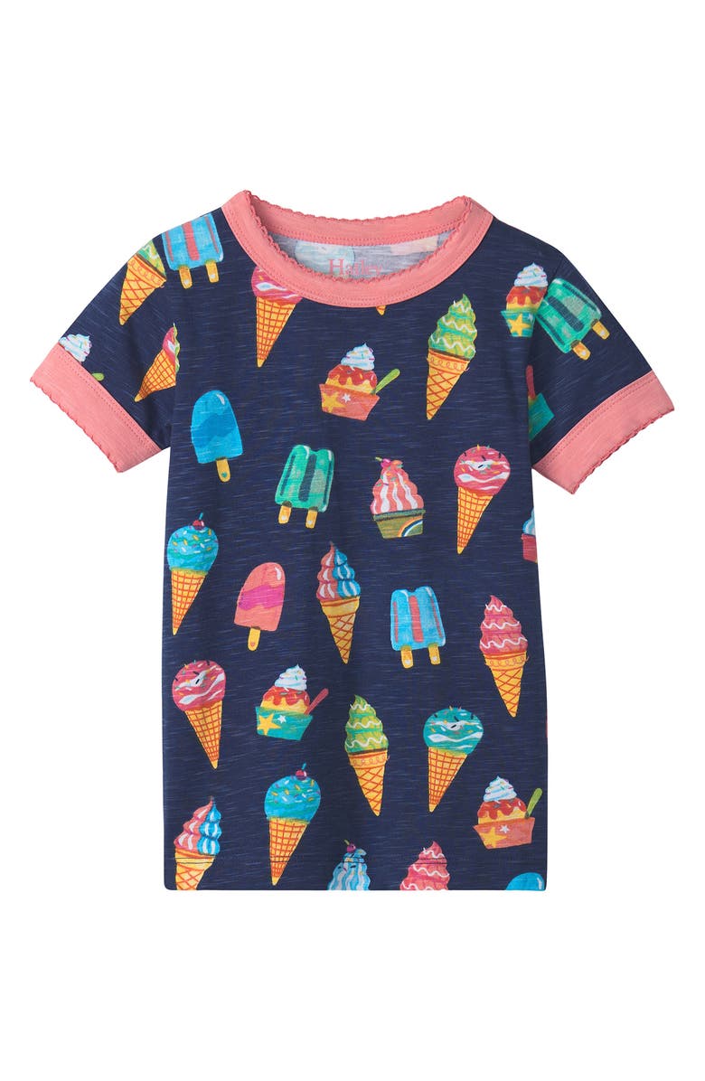 Hatley Kids' Ice Cream Treats Fitted Two-Piece Short Pajamas, Alternate, color, Patriot Blue