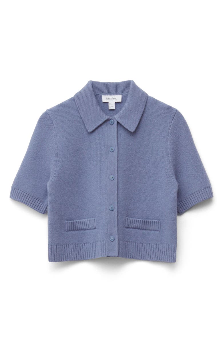 & Other Stories Short Sleeve Wool Blend Cardigan, Alternate, color, Blue Medium Dusty