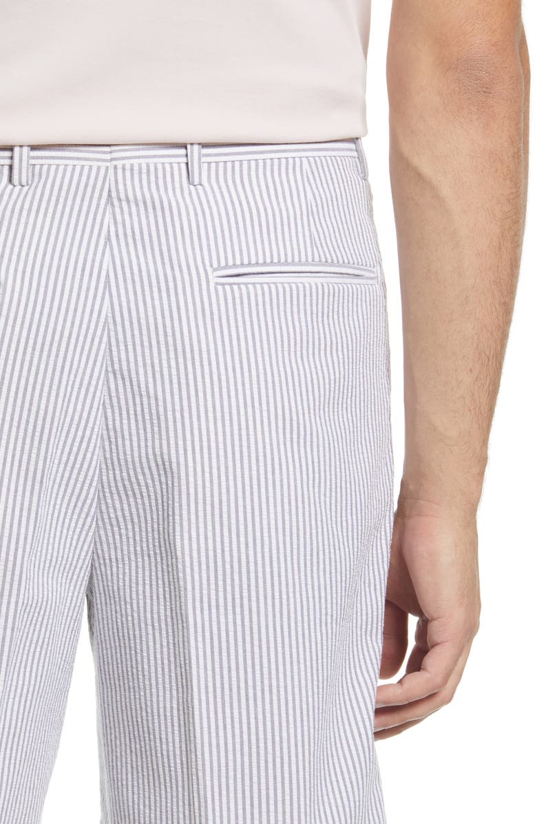 Berle Pleated Seersucker Shorts, Alternate, color, Grey