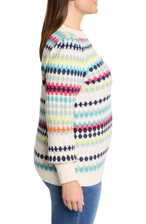 Shop Nic + Zoe Nic+zoe Pattern Waffle Stitch Cotton Blend Sweater In Pink Multi