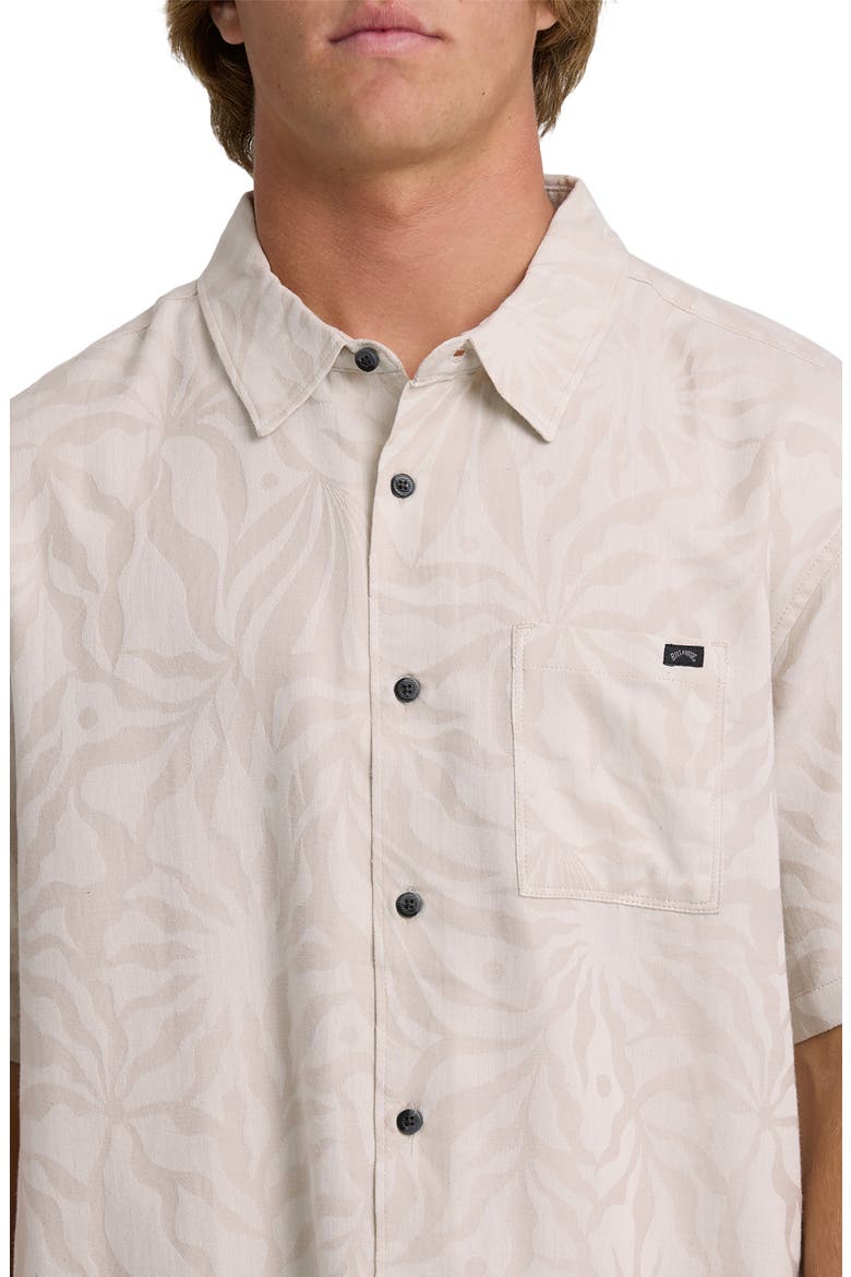 Sundays Stripe Jacquard Short Sleeve Cotton Button-Up Shirt, Alternate, color, ASH
