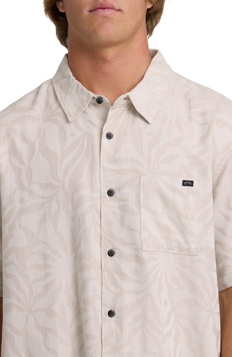 Billabong Sundays Stripe Jacquard Short Sleeve Cotton Button-Up Shirt, Alternate, color, Ash