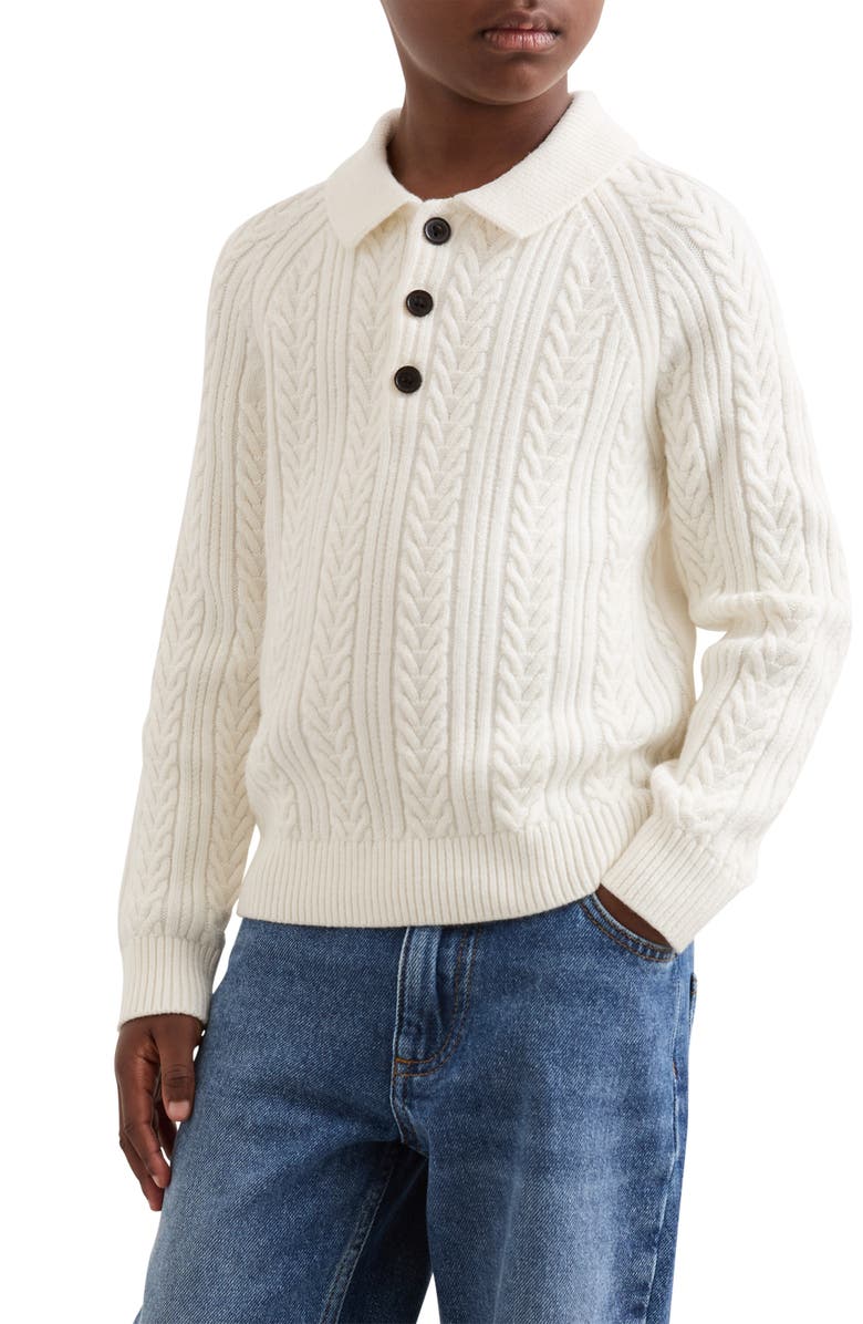 Reiss Kids' Evesham Polo Sweater, Alternate, color, Off White