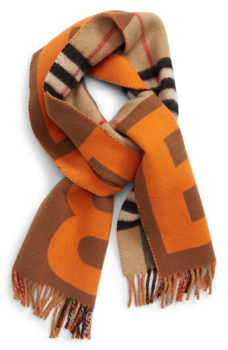 Burberry Giant Check Wool & Cashmere Scarf, Alternate, color,