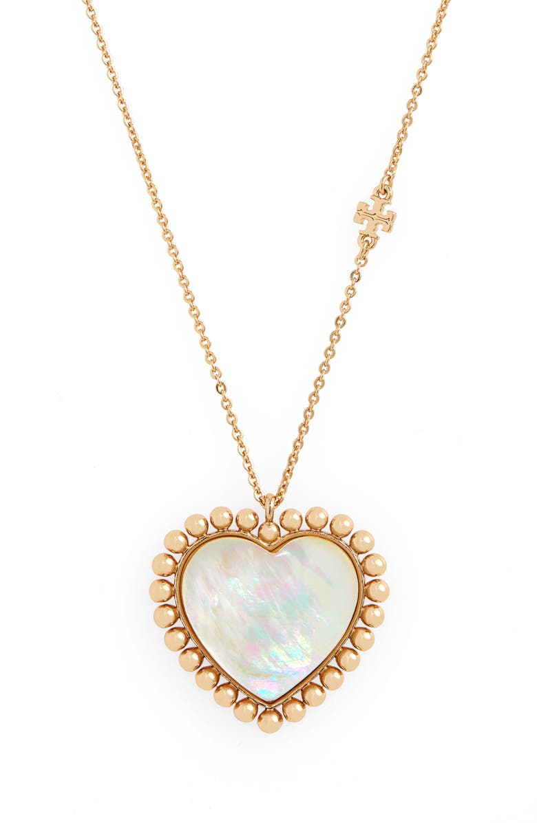 Tory Burch Heart Pendant Necklace, Main, color,