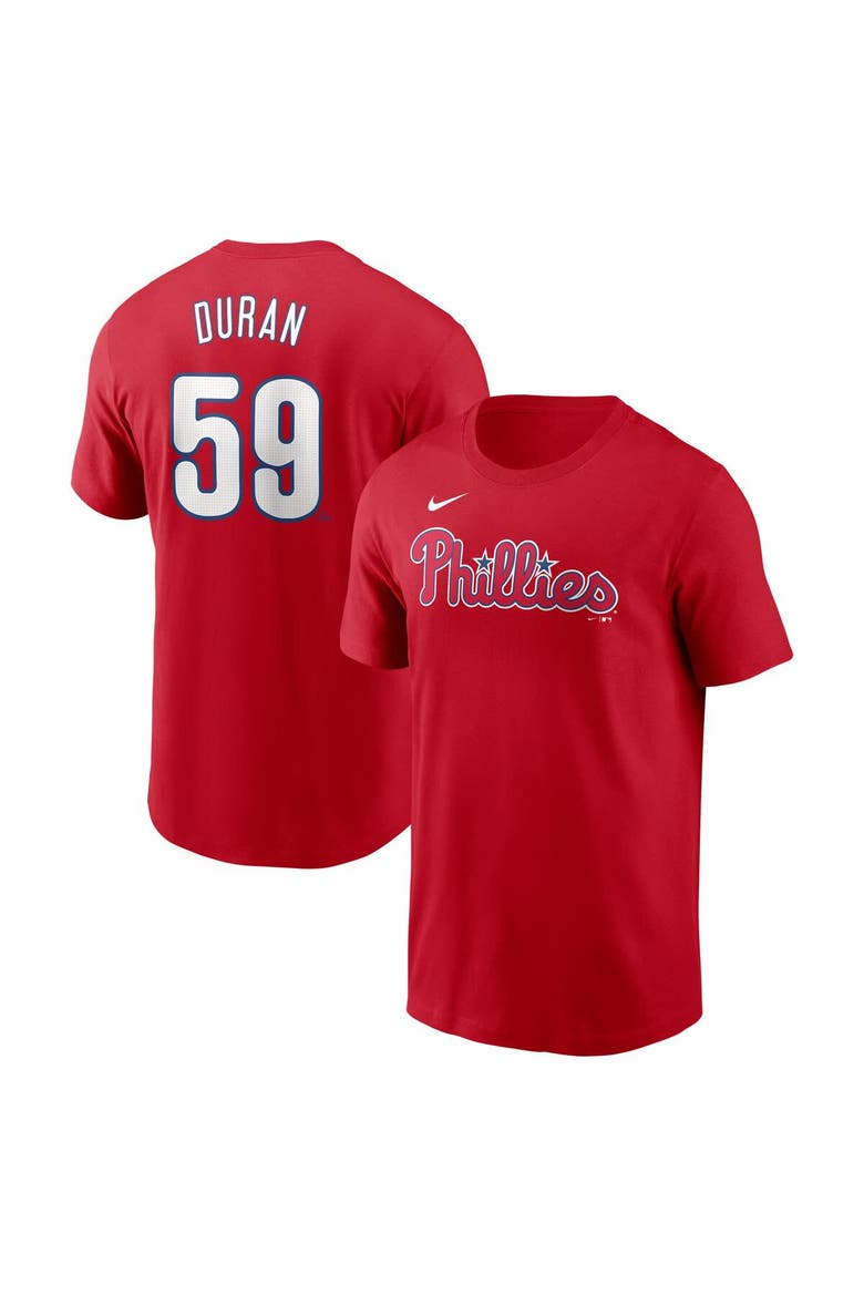 Men's Nike Jhoan Duran Red Philadelphia Phillies Fuse Name & Number T-Shirt, Main, color, Red