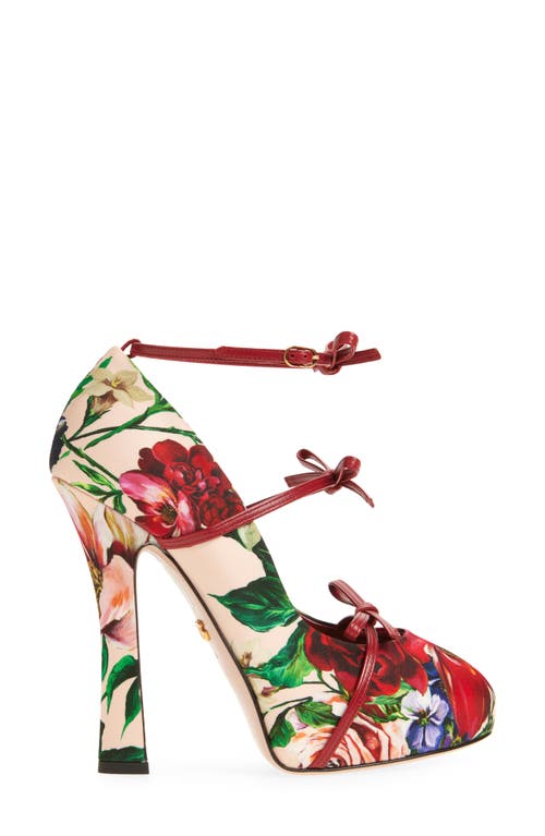 Dolce & Gabbana Dolce&gabbana Floral Print Ankle Strap Mary Jane Pump In Floral Print