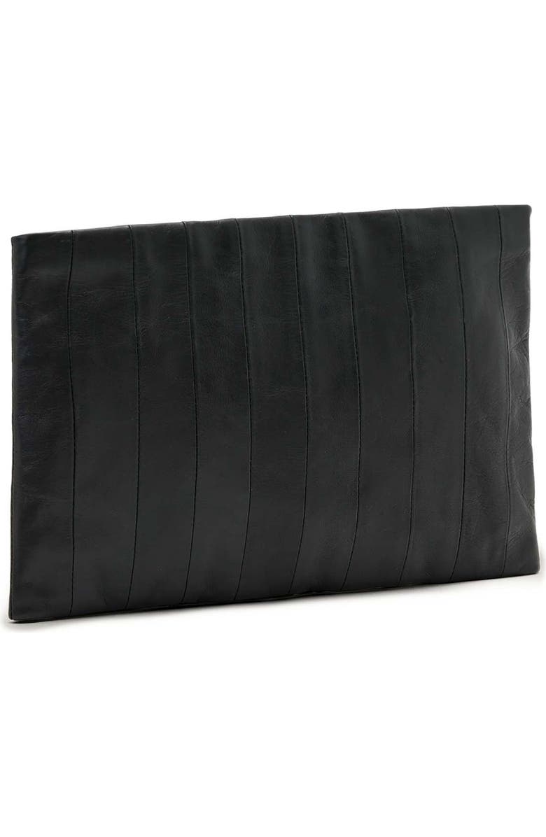 AllSaints Bettina Paneled Leather Clutch, Alternate, color, Black