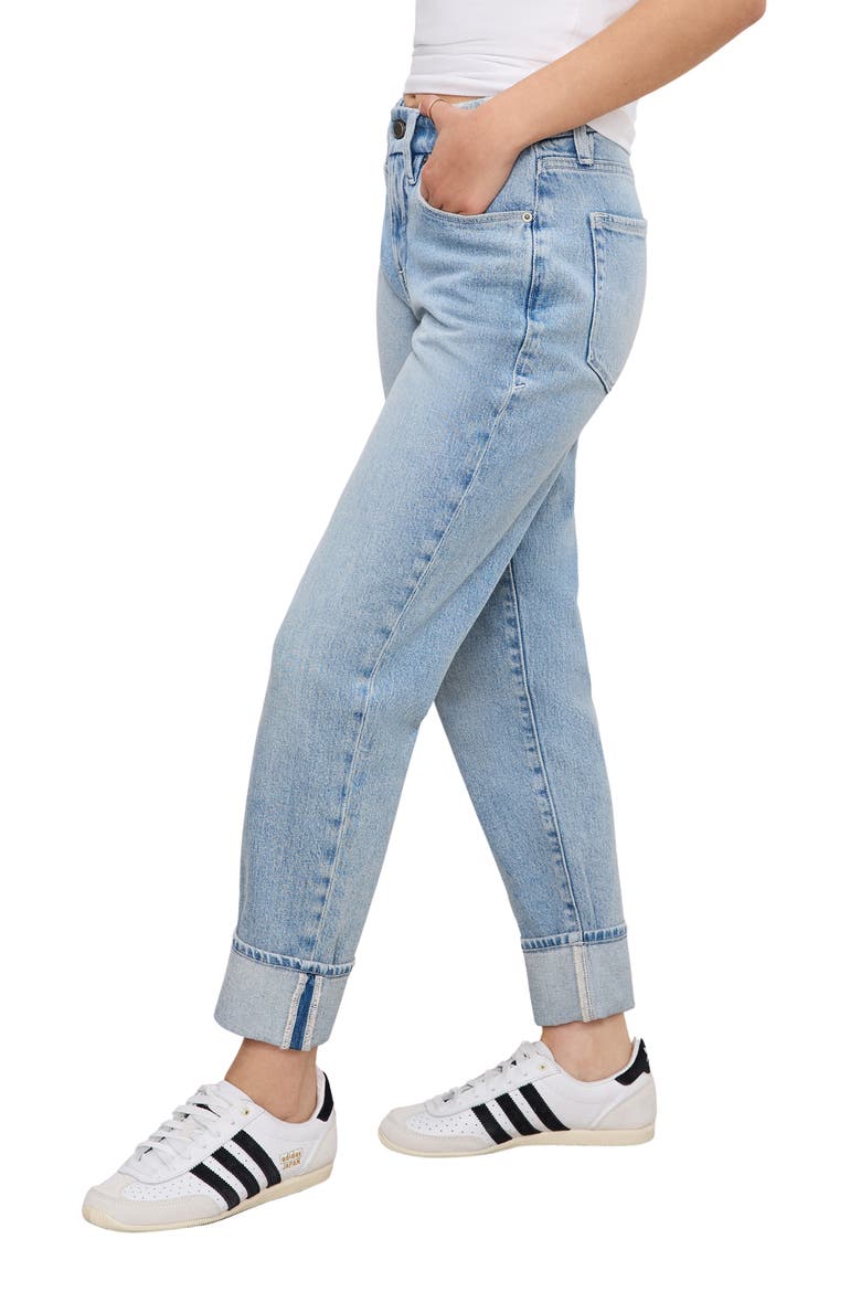 Cuffed High Waist Straight Leg Jeans, Alternate, color, INDIGO750
