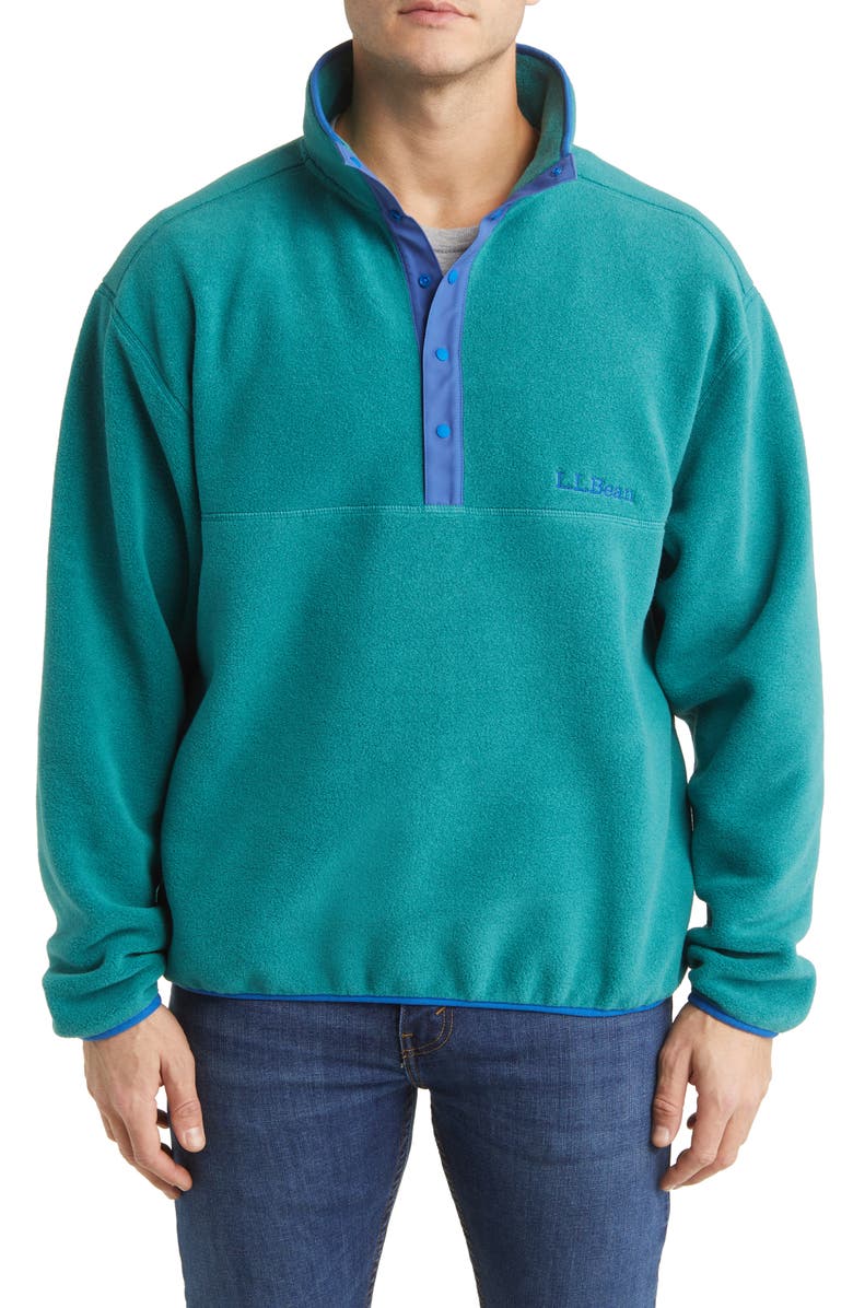 L.L.Bean Classic Fleece Half Snap Pullover, Main, color, Rustic Green