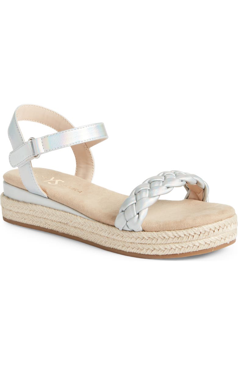 Yosi Samra Kids' Miss April Ankle Strap Espadrille Platform Wedge Sandal, Main, color,
