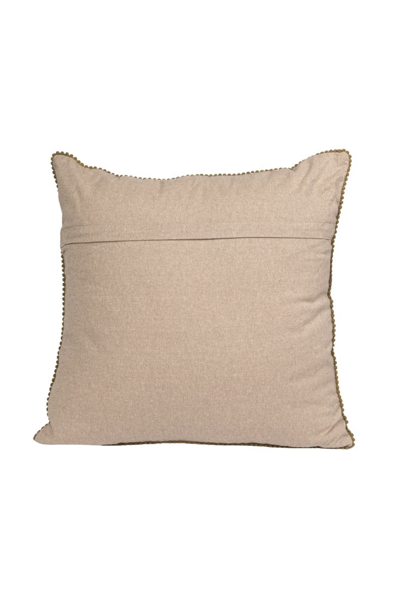 Storied Home Cotton Blend Velvet Pillow and Mini Pom Pom Trim, Alternate, color, 