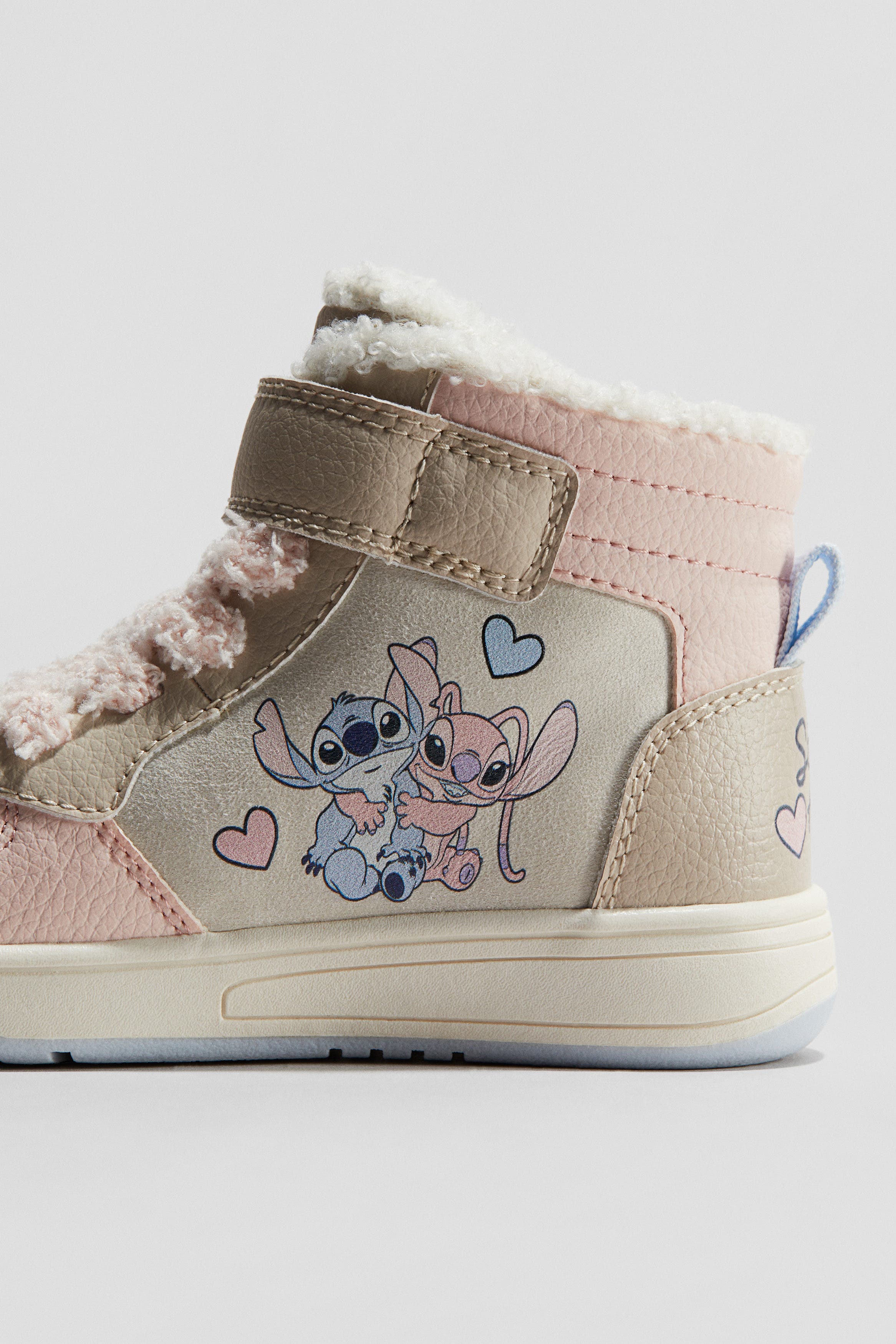 H&M Warm-lined Hi-top Trainers, Alternate, color, Beige/Lilo & Stitch