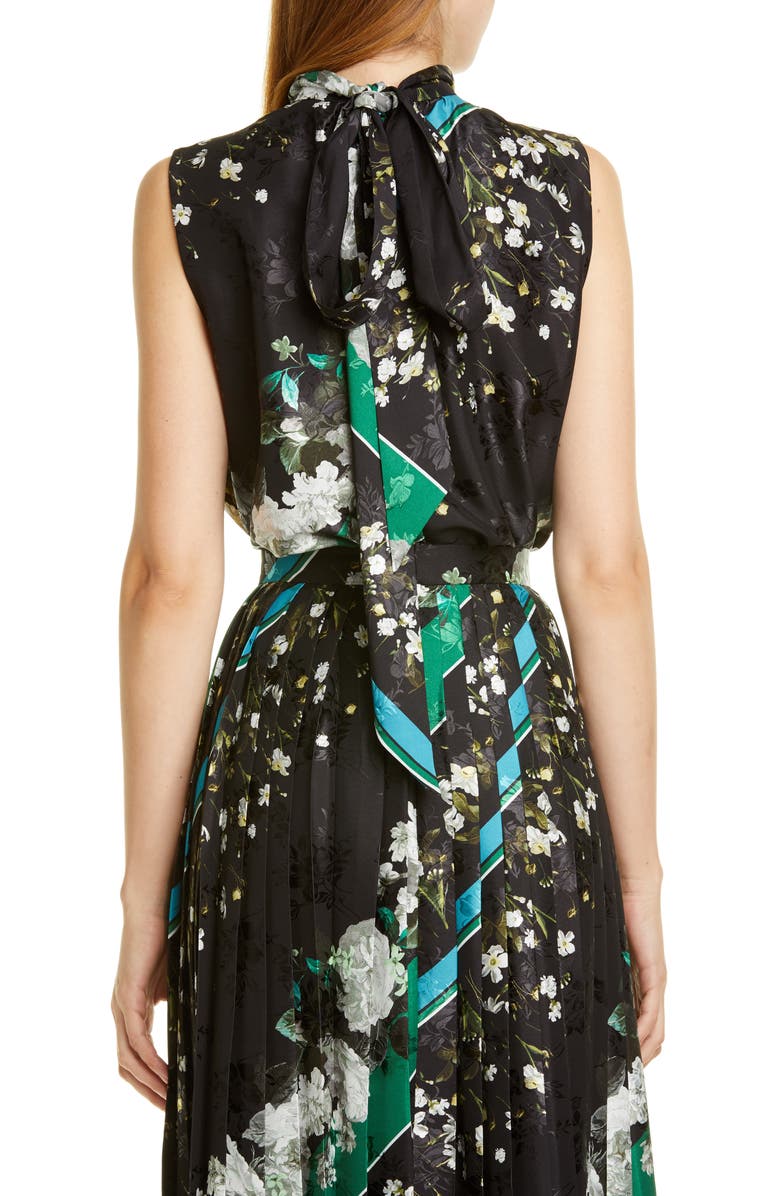 Erdem Floral Stripe Tie Neck Top, Alternate, color, 
