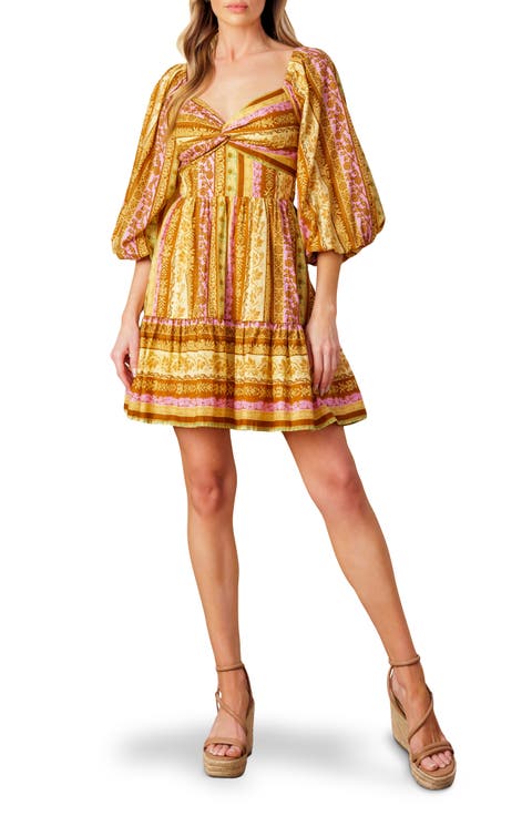 Puff Sleeve Print Minidress