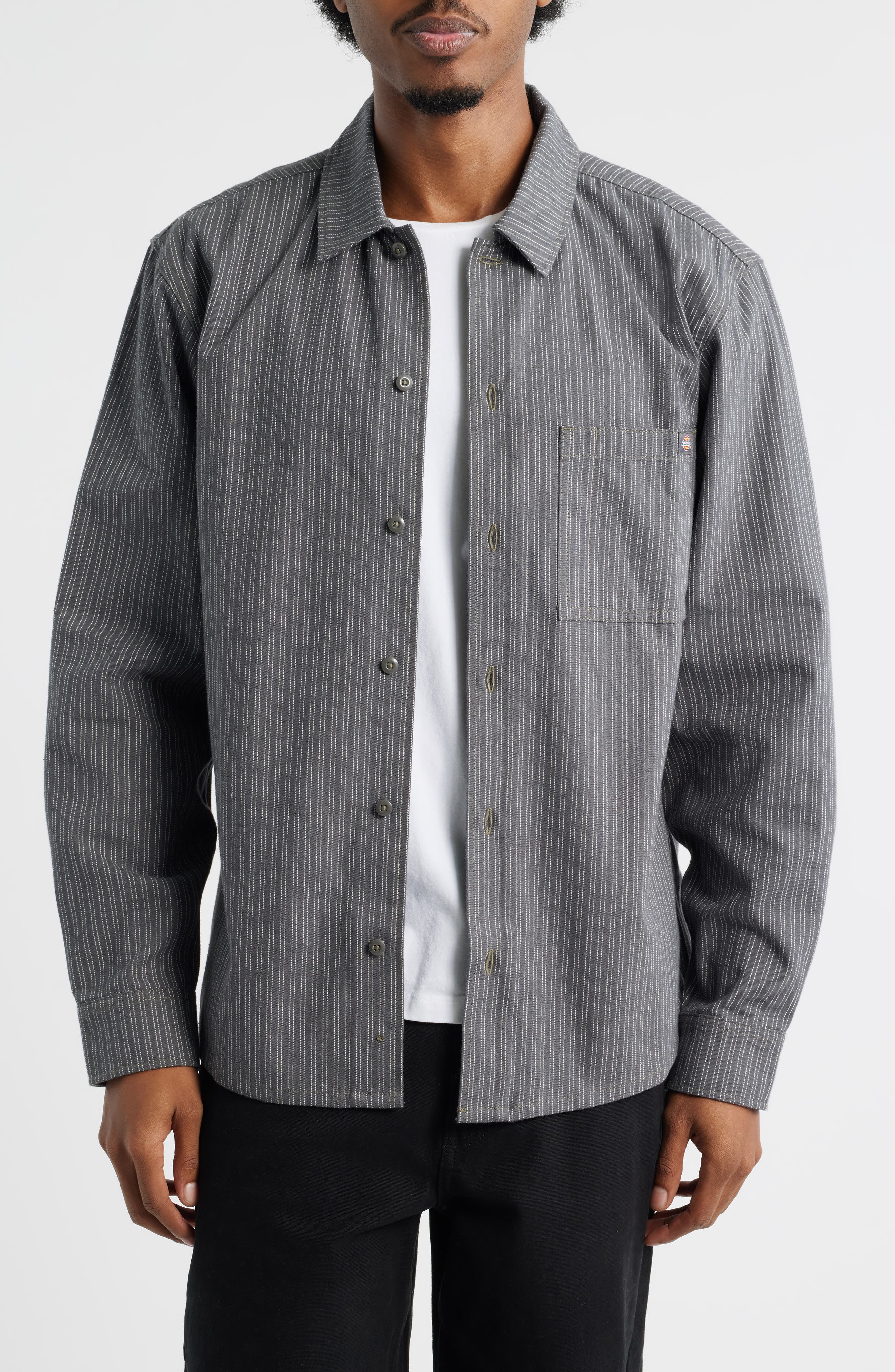 Lima Loose Fit Pinstripe Cotton Twill Button-Up Shirt (Men