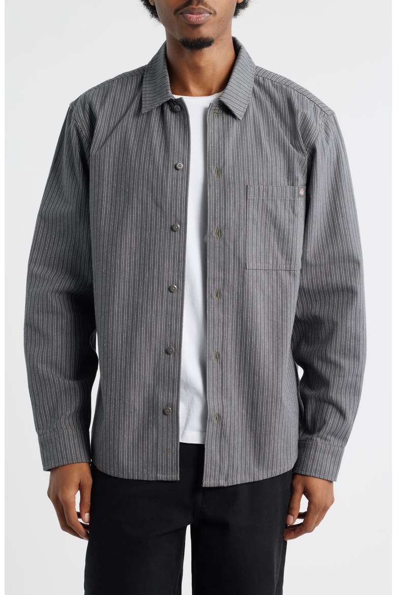 Lima Loose Fit Pinstripe Cotton Twill Button-Up Shirt (Men