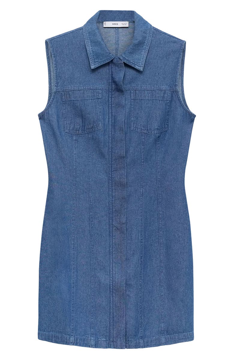 MANGO Sleeveless Denim Dress, Alternate, color, 