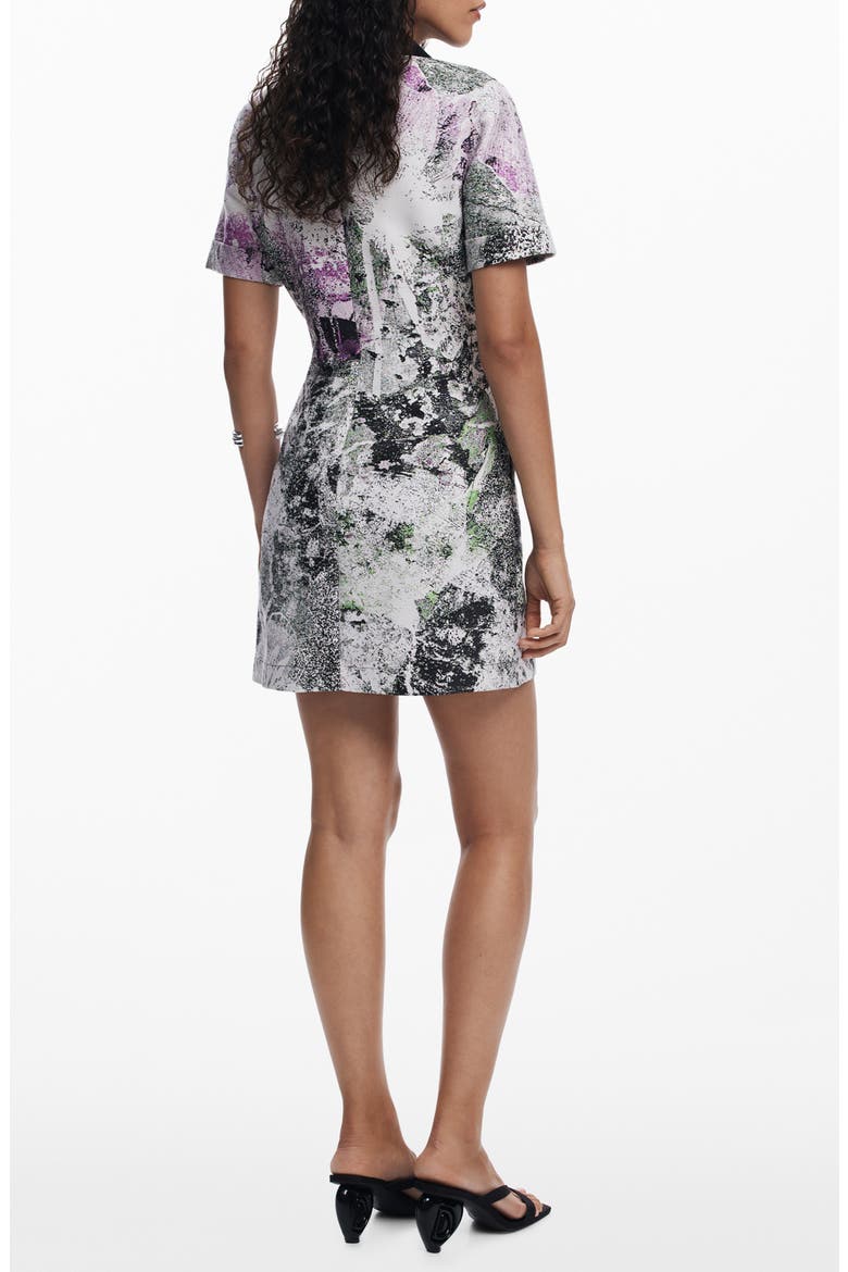 Mixed Print Zip Front Dress, Alternate, color, MEDIUM GRAY