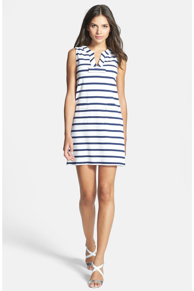 'tropez' stripe cotton shift dress, Main, color, FRESH WHITE/ FRENCH NAVY