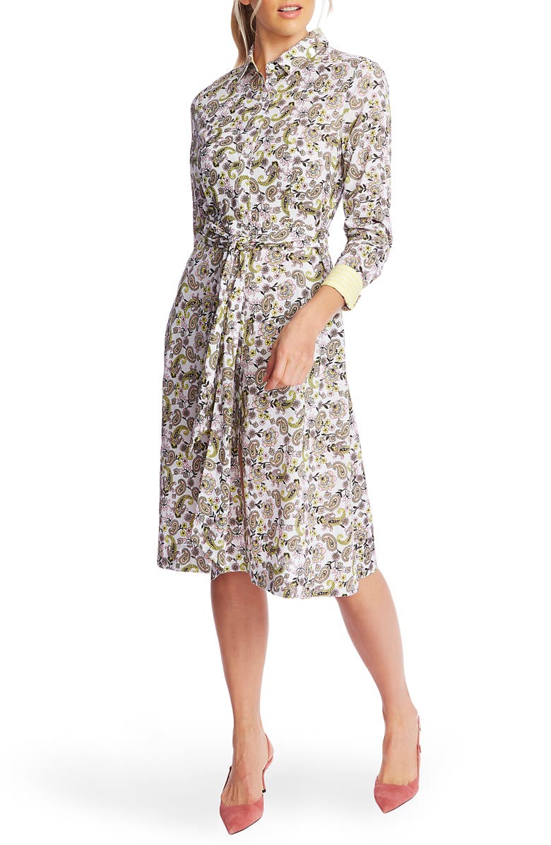 Court & Rowe Garden Paisley Long Sleeve Cotton Shirtdress, Alternate, color, 