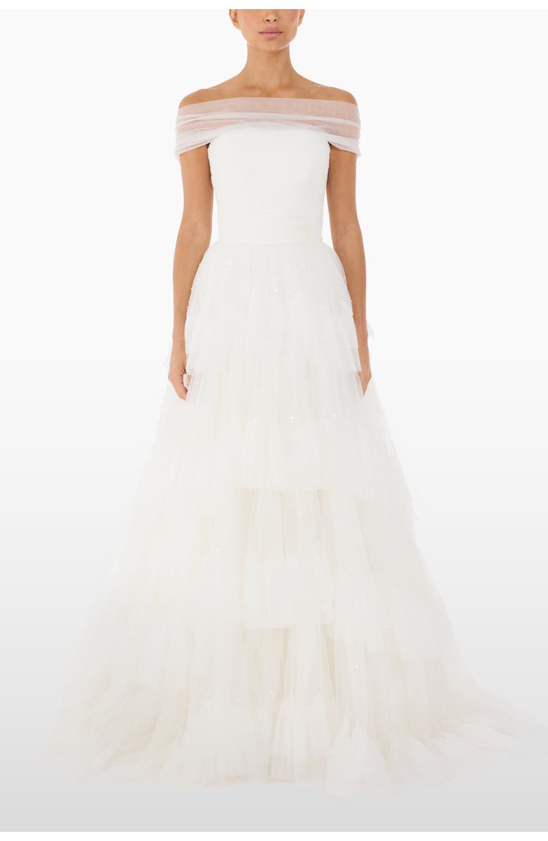 Jenny Packham Angel Falls Tiered Maxi Dress, Main, color, Ivory