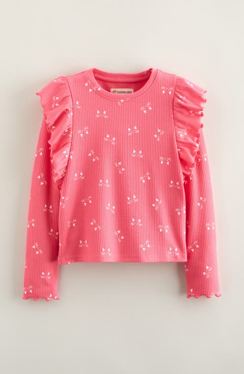 Kids' Ruffle Sleeve Rib Top (Toddler, Little Kid & Big Kid)