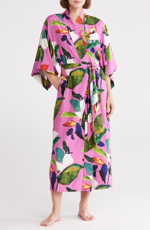 Natori Daido Charmeuse Robe In Pink