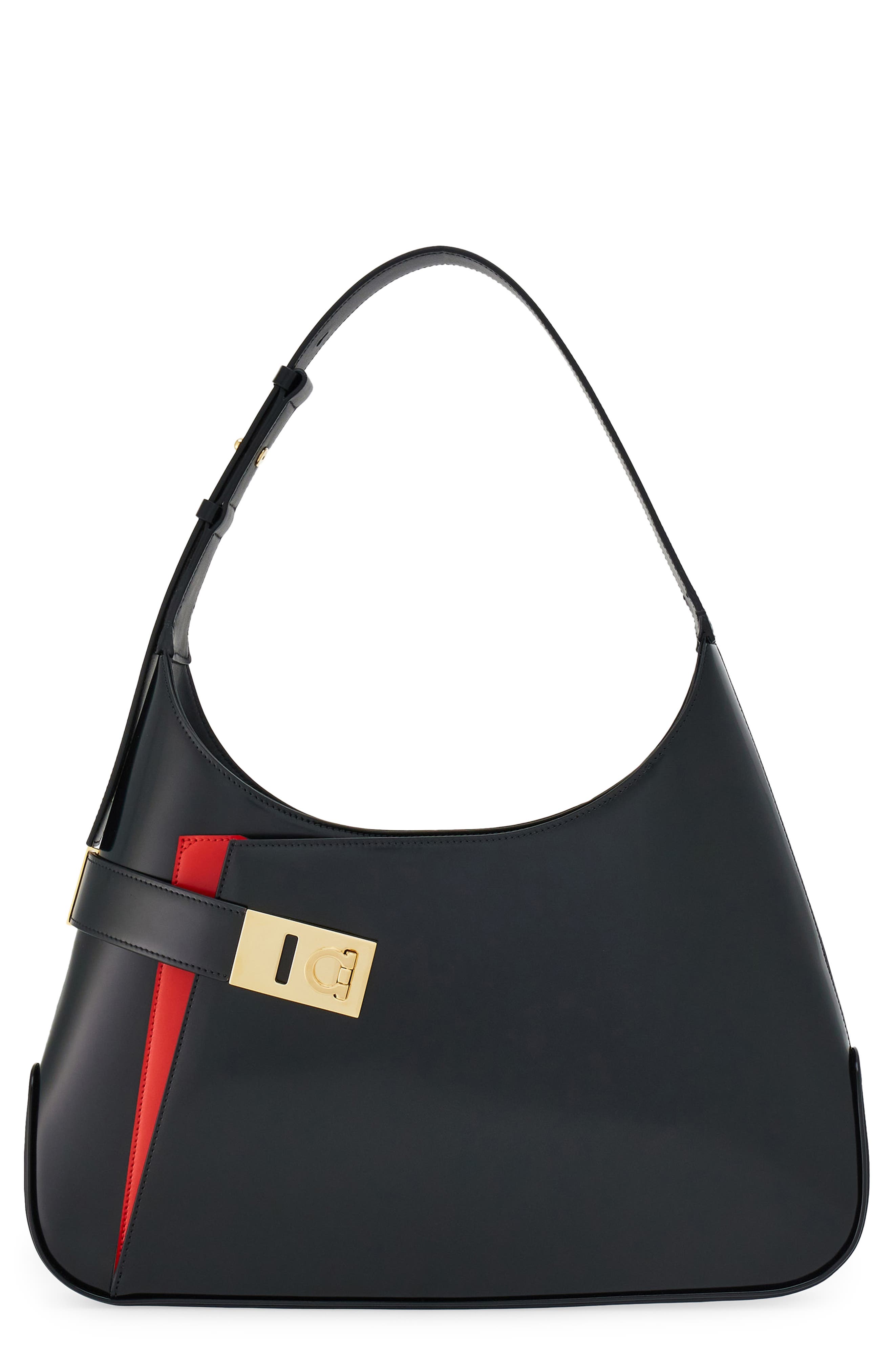 Large Archive Shoulder Bag, Main, color, NERO/ FLAME RED