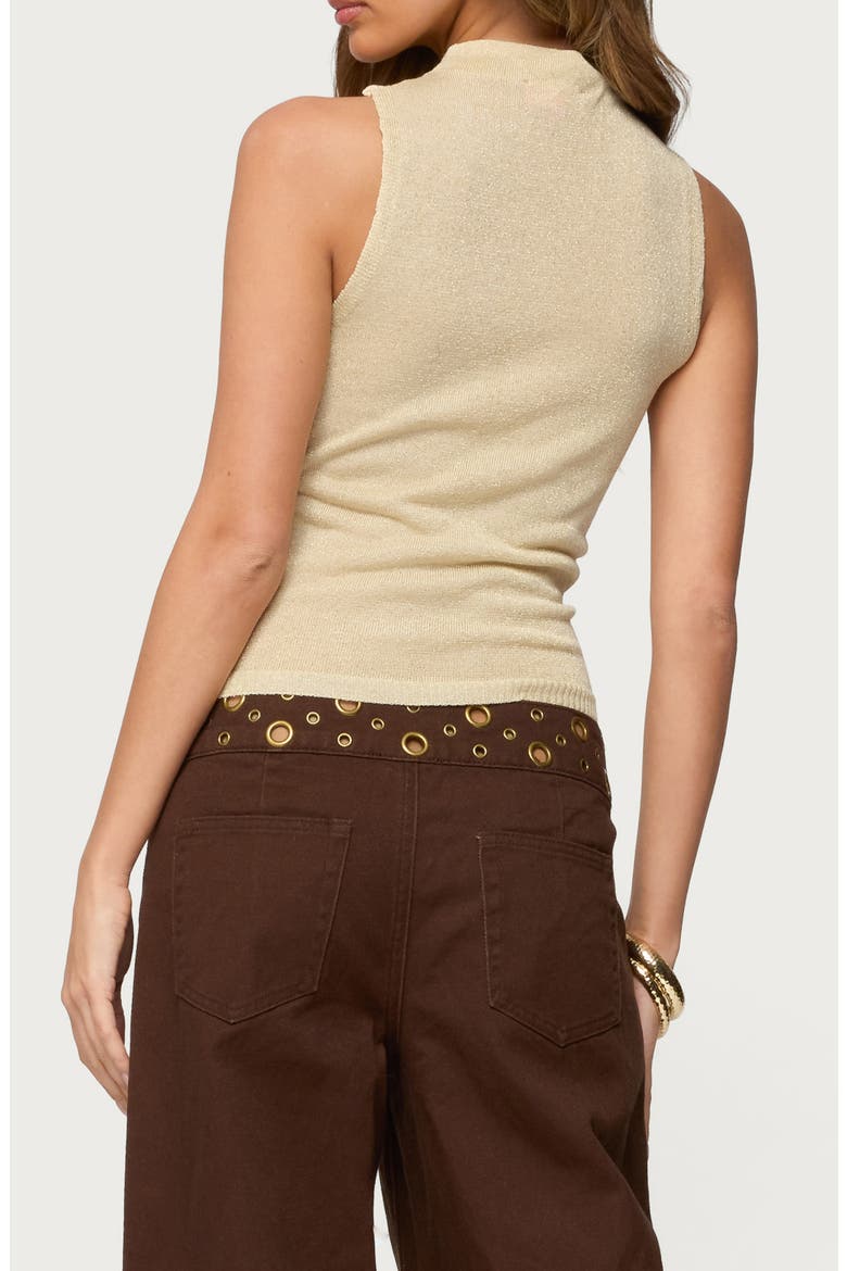 Nalia Ring Glitter Sleeveless Knit Top, Alternate, color, GOLD