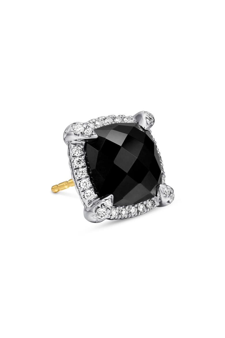 Châtelaine Pavé Bezel Stud Earrings with Diamonds, Alternate, color, BLACK ONYX