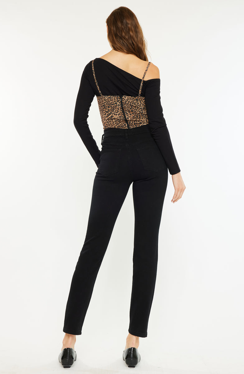 Kancan Jovi Essentials High Rise Cigarette Leg Jeans In Black