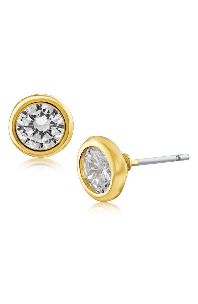 CZ by Kenneth Jay Lane Martini Bezel Round CZ 6mm Stud Earrings, Main, color, 