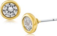 CZ by Kenneth Jay Lane Martini Bezel Round CZ 6mm Stud Earrings