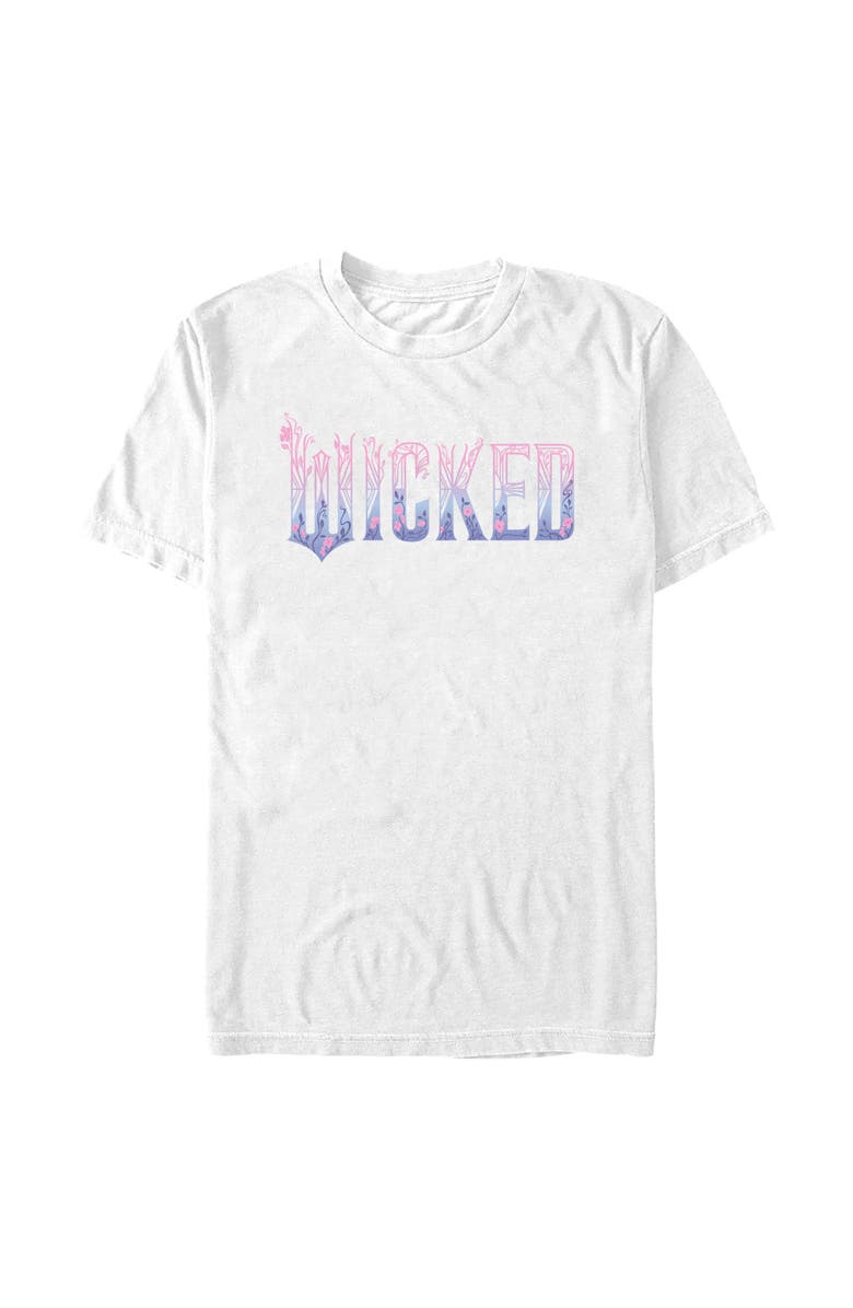 Wicked: For Good Men's Wicked For Good Floral Pink and Purple Logo  Graphic T-Shirt, Main, color, White