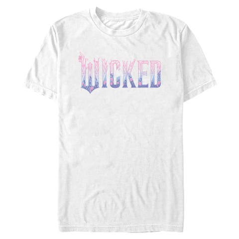 Men's Wicked For Good Floral Pink and Purple Logo  Graphic T-Shirt
