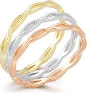 GLAZE JEWELRY Set of 3 Tri-Tone Stackable Rings