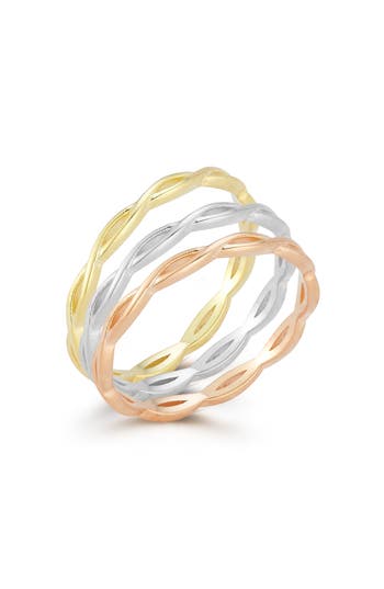 Glaze Jewelry Set Of 3 Tri-tone Stackable Rings In Gold