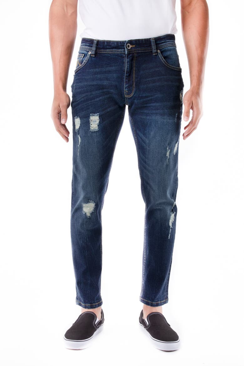 Distressed Stretch Skinny Jeans, Main, color, INDIGO