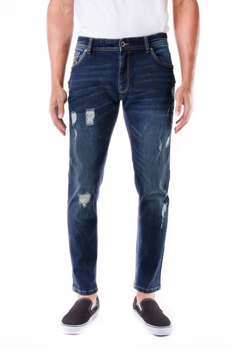 Distressed Stretch Skinny Jeans (Regular & Big)