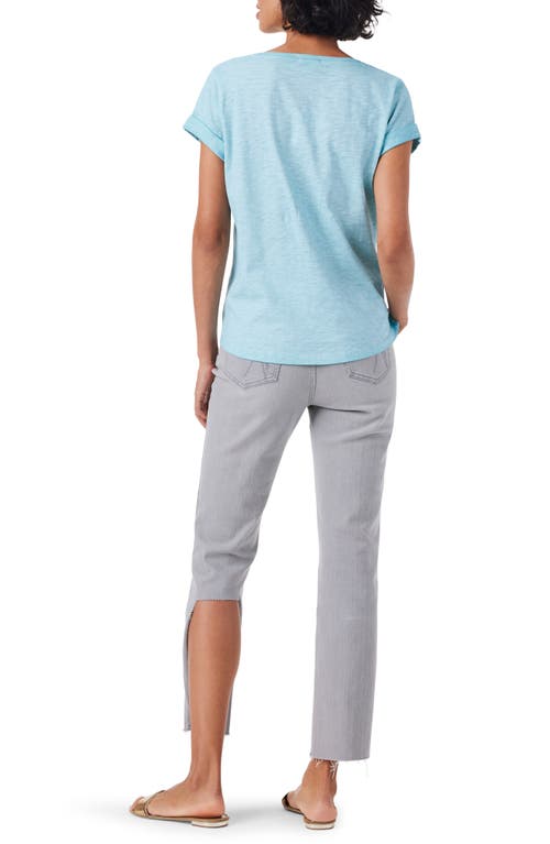 Nzt By Nic+zoe Split Neck Pocket T-shirt In Blue