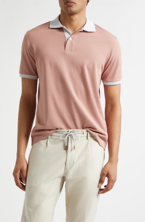 Contrast Trim Cotton Piqué Polo