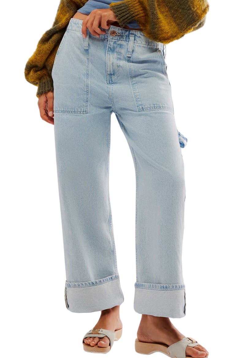 Major Leagues Wide Leg Crop Jeans, Main, color, LIGHT STONE