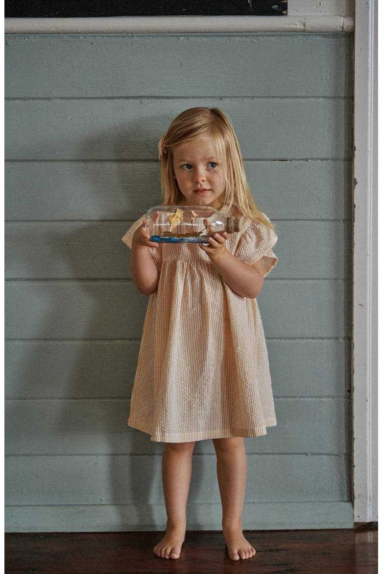 Kids' Bonnie Organic Cotton Seersucker Dress, Alternate, color, GOLDEN STRIPE