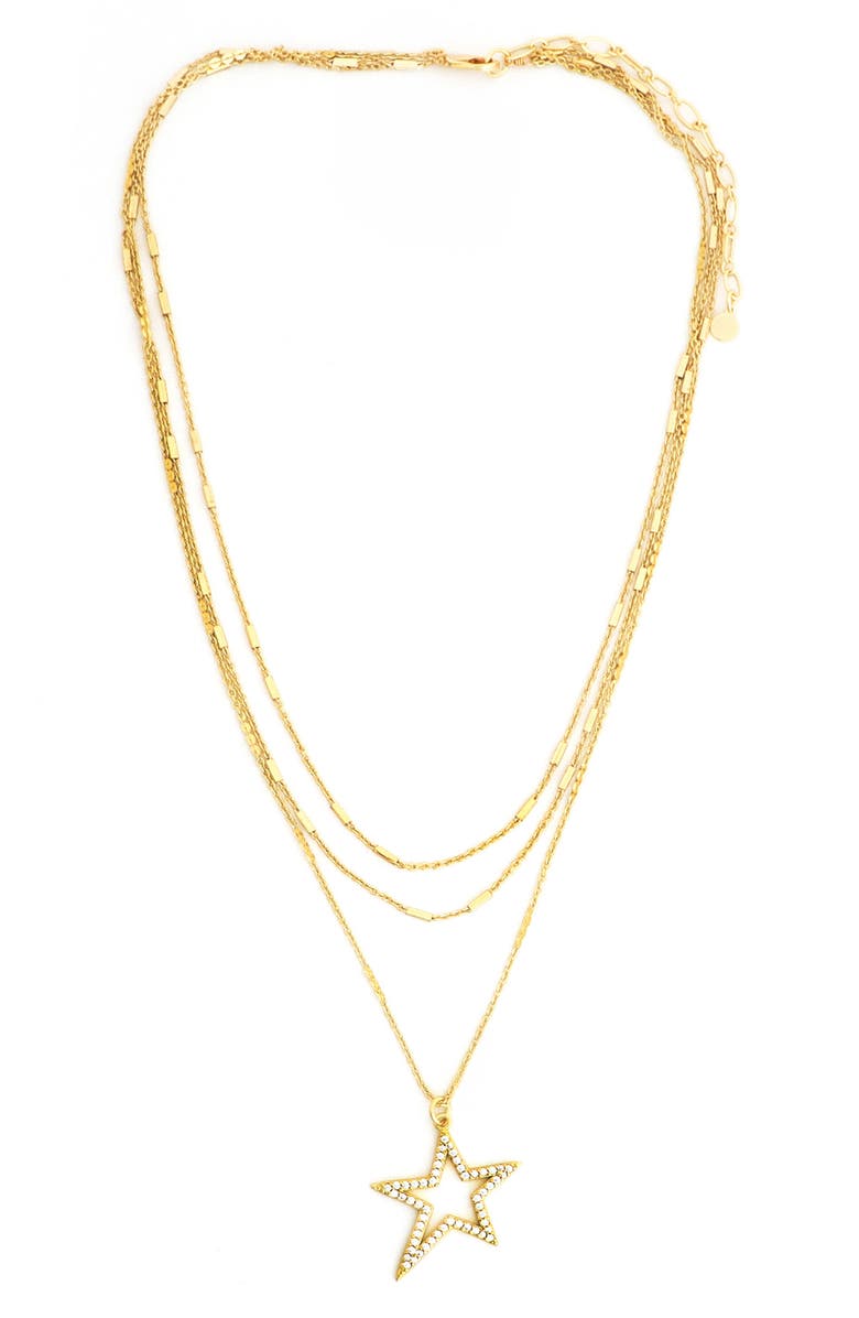 Panacea Crystal Star Pendant Layered Necklace, Main, color, Gold